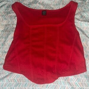 Cropped red tank top